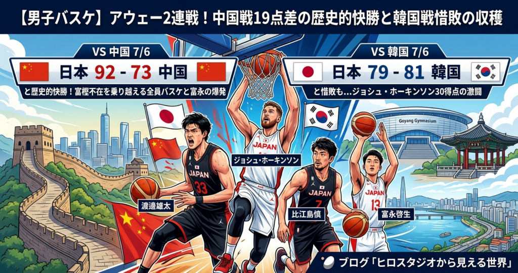 バスケットボール、日本代表、韓国代表に負けた